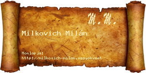 Milkovich Milán névjegykártya