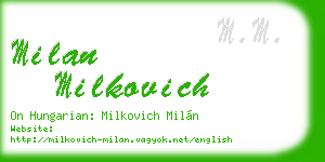 milan milkovich business card